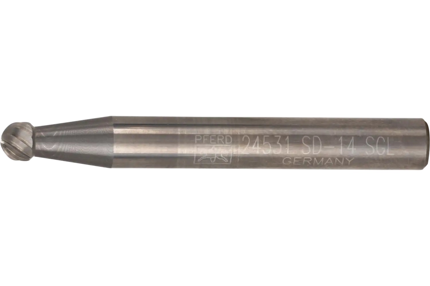 Picture of Pferd Carbide Bur SD-14 Ball Shape Single Cut 3/16" x 1/8" x 1/4" Shank